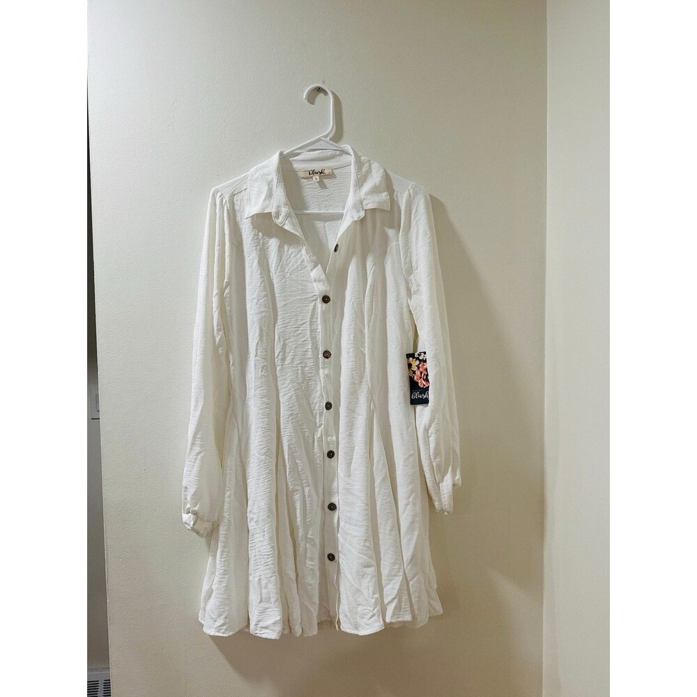 Blush Women's Dress Marvelous Mia Mini Long Sleeve Button Front Size Large